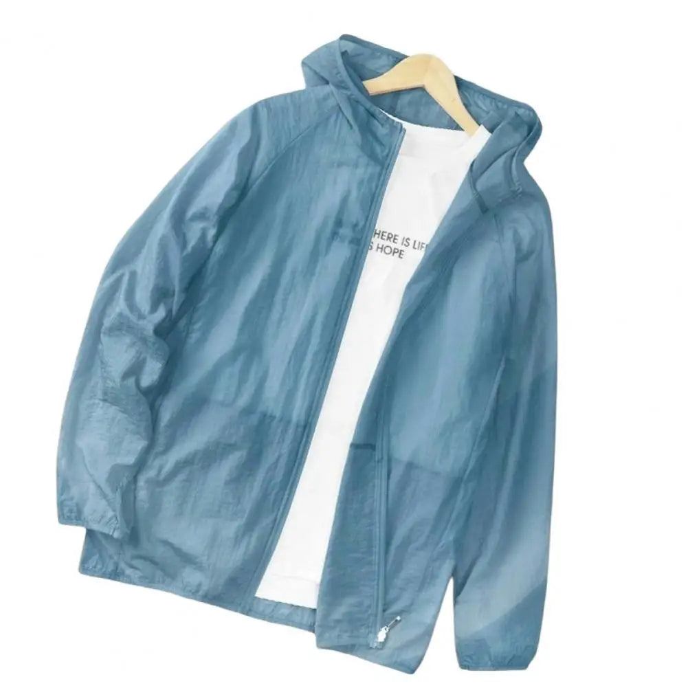 Light sun protection jacket with breathable umbrella fabric, designed for outdoor sun shielding by Corporación Turística.