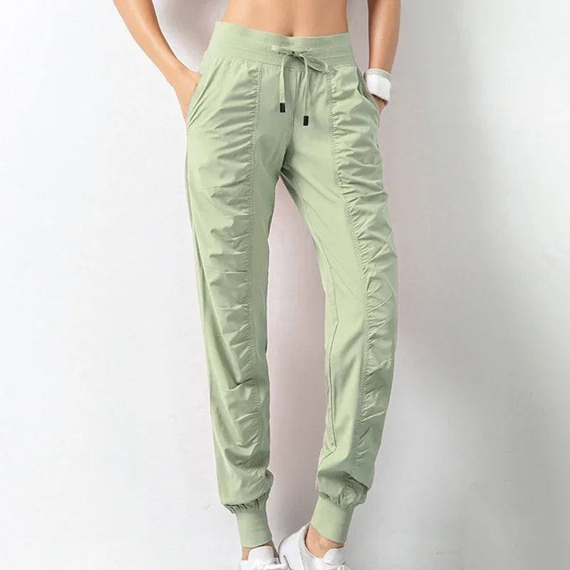 Pantalones de chándal de tela con cordón para correr, pan...
