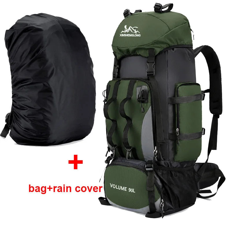 Mochila impermeable de 90L para senderismo y acampada, bo...