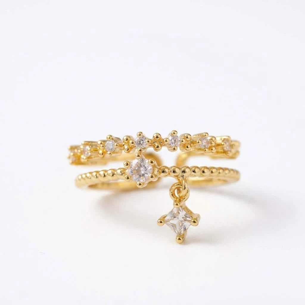 Anillo Flor Circon Colorido Ajustable Mujer Moda Vintage Regalo Joyería