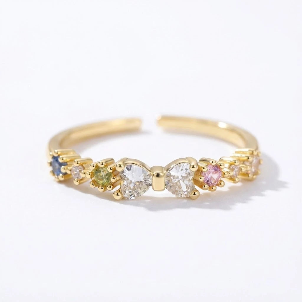 Anillo Flor Circon Colorido Ajustable Mujer Moda Vintage Regalo Joyería