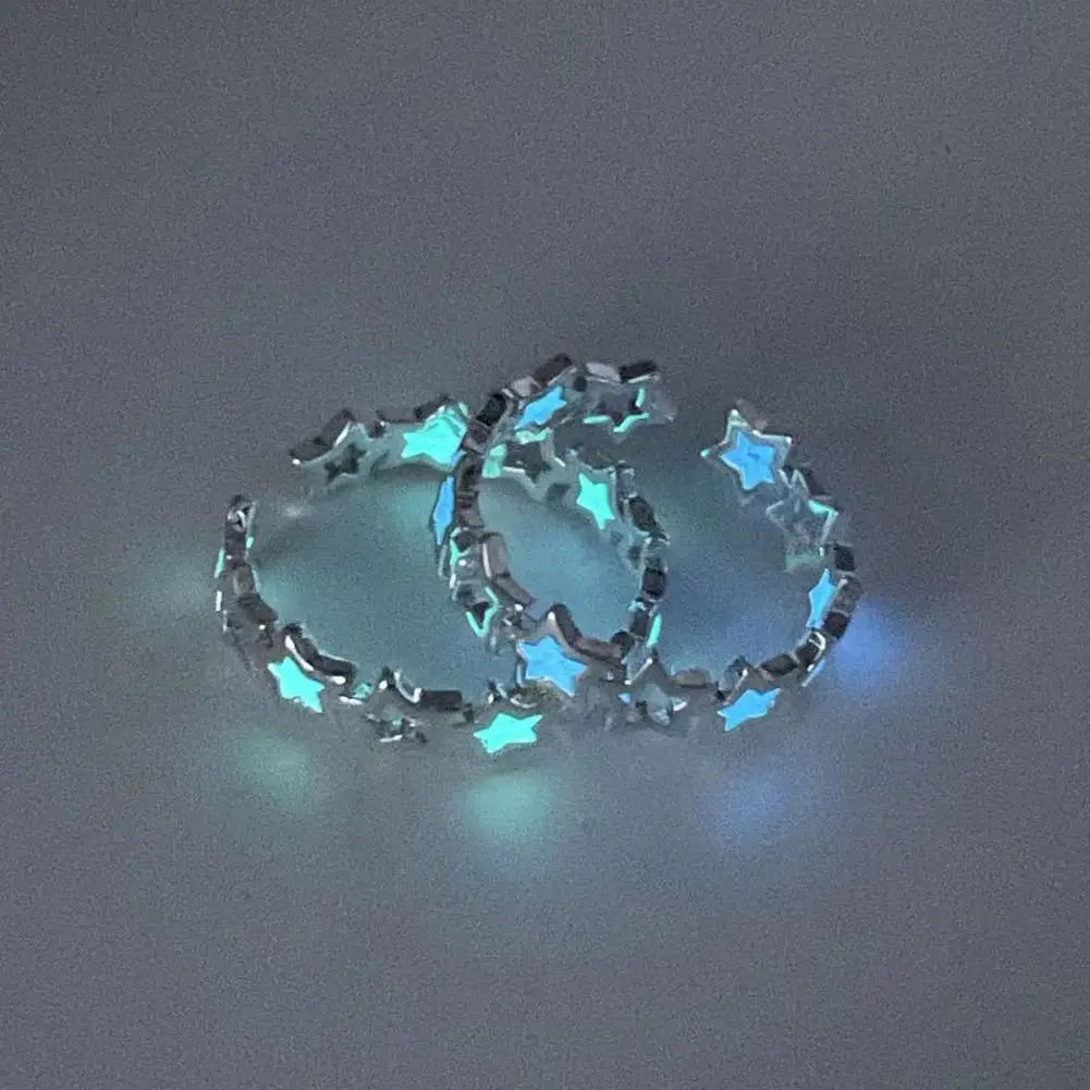 Anillos luminosos de estrella hueca para mujeres y hombre...