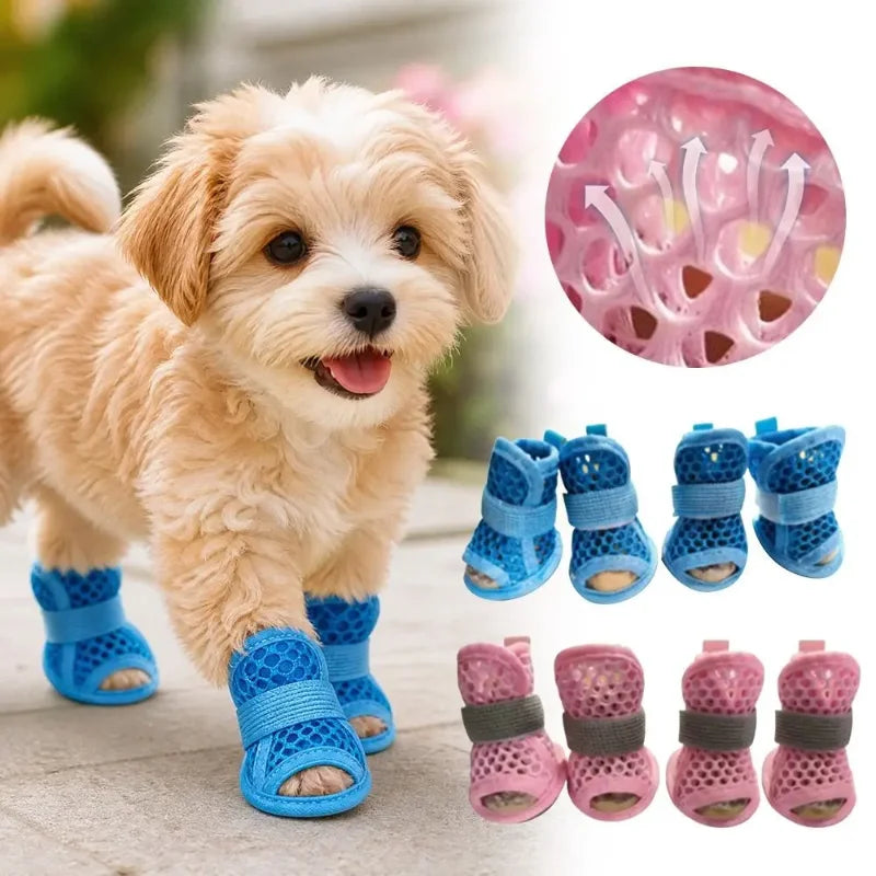 4 pares de zapatos transpirables de malla para perros peq...