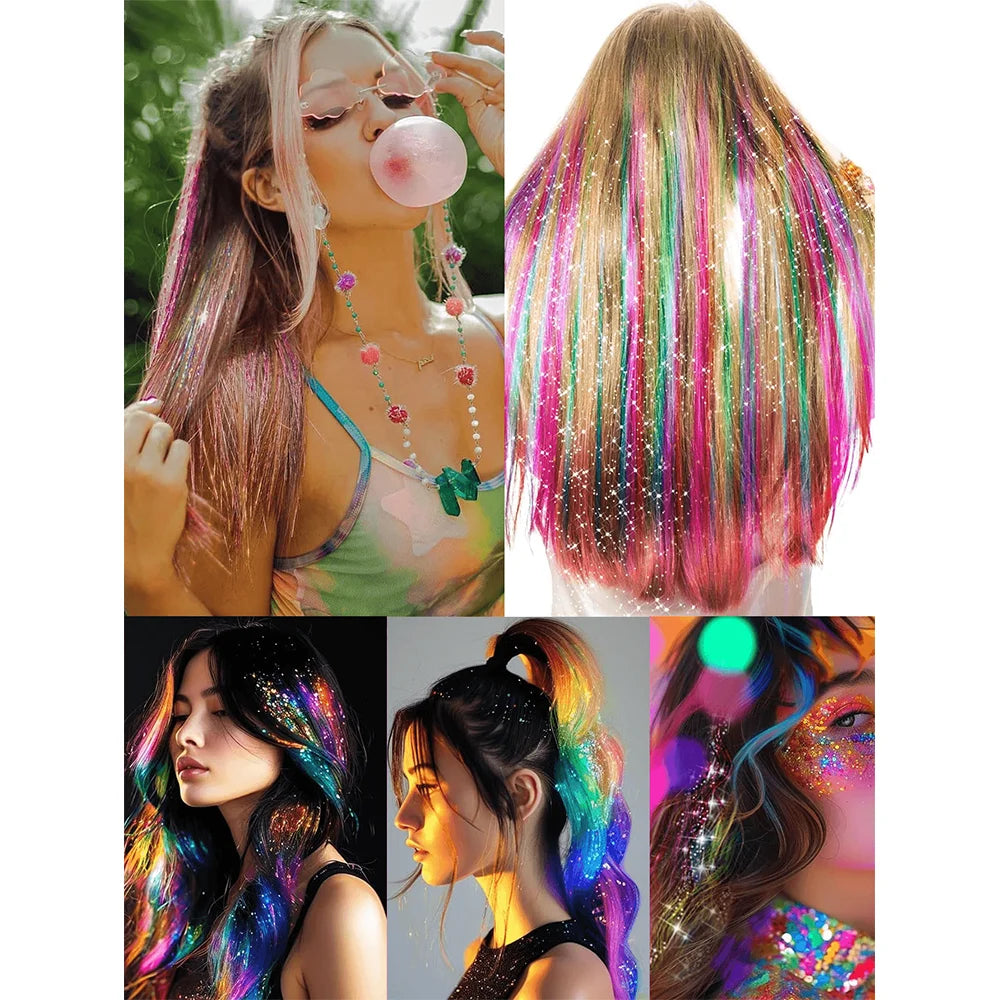 Kit de extensiones de cabello de hadas sintéticas brillan...