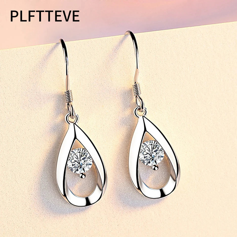 Pendientes de gota de agua de circón para mujer, aretes c...