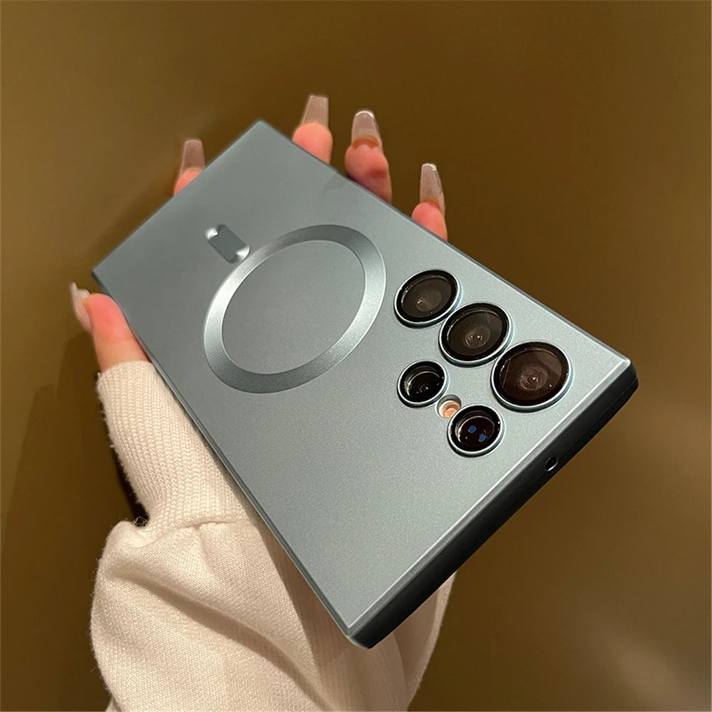 Magnetic matte wireless charging case for Samsung S2, designed for easy charging and sleek protection.