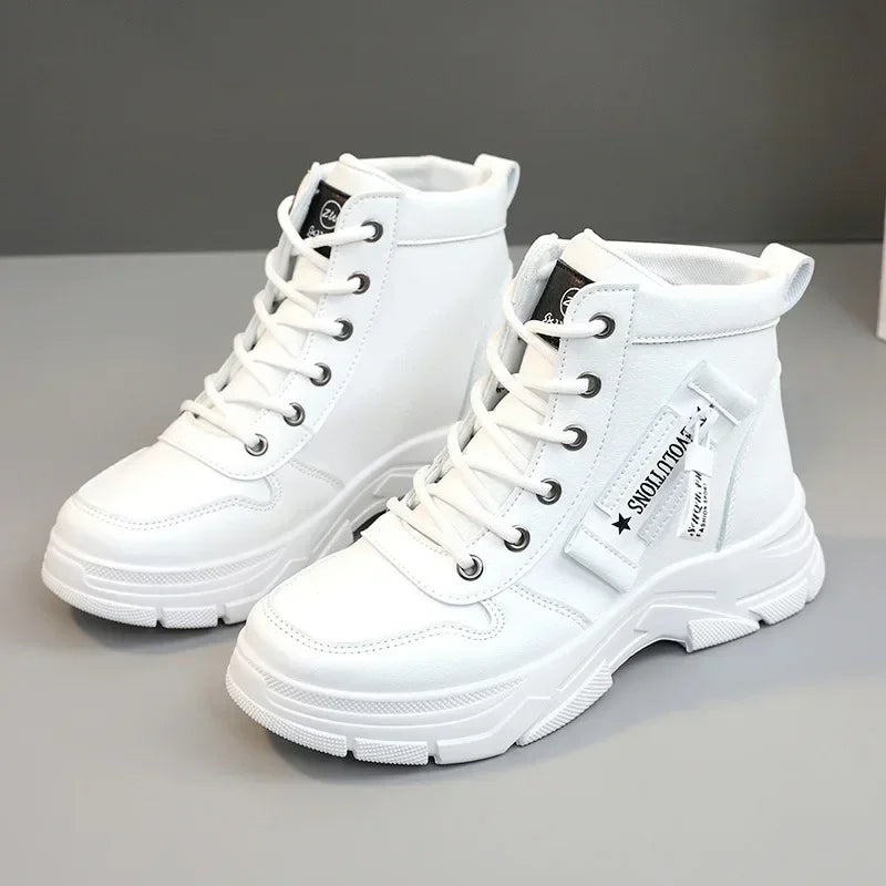 Botas de aumento de altura para mujer, Zapatos con cordon...