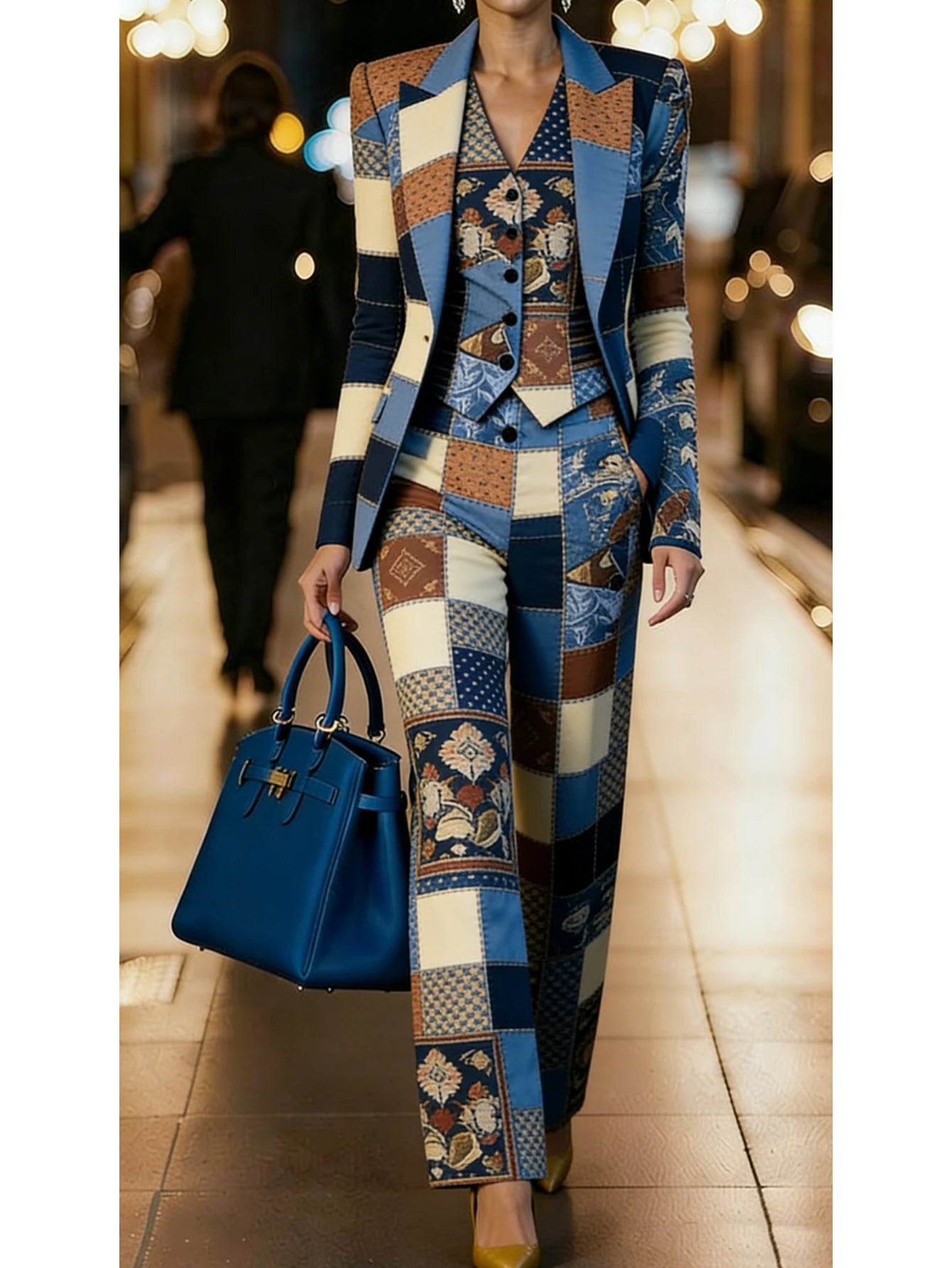 Conjunto de tres piezas para mujer, blazer con estampado ...