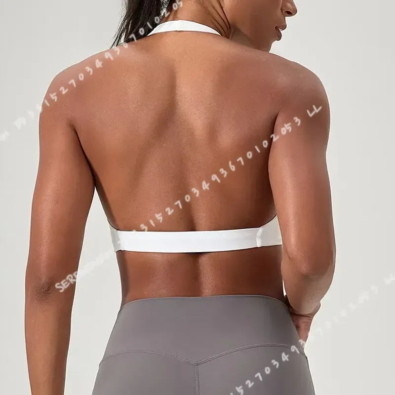 Sujetador deportivo de yoga para mujer con cuello halter ...