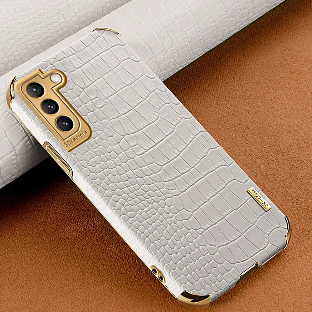 Leather Samsung Galaxy S23 Ultra case with patterned design from Corporación Turística, showing the textured exterior and precise cutouts.