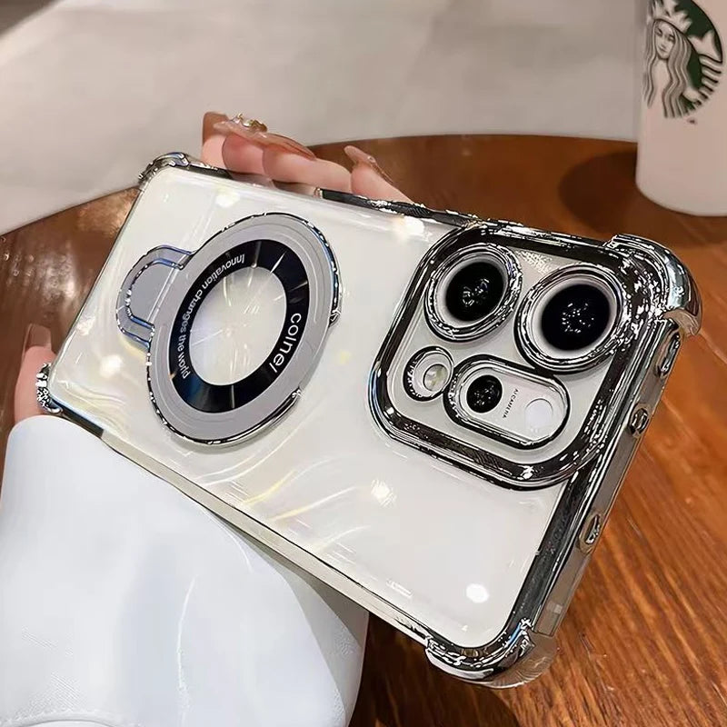 Funda transparente con soporte magnético a prueba de golp...
