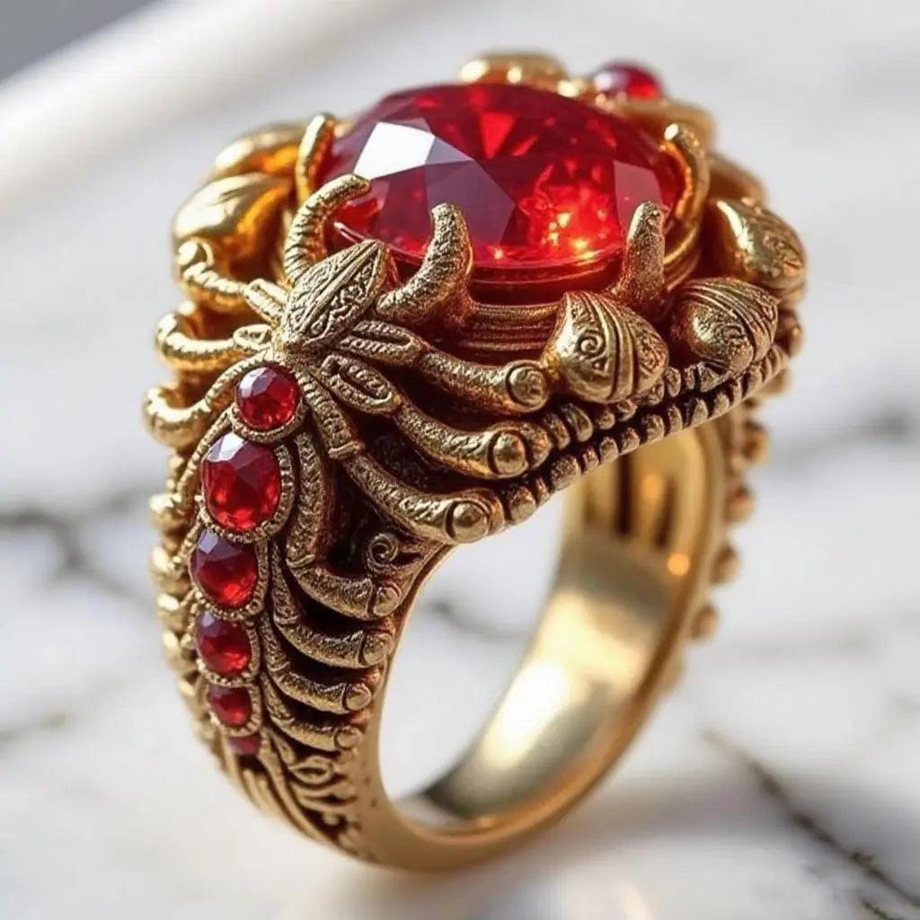 Anillo de lujo vintage para hombre, grande, cuadrado, con...
