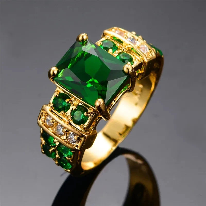 Anillo de cristal verde a la moda, anillo de boda de Colo...