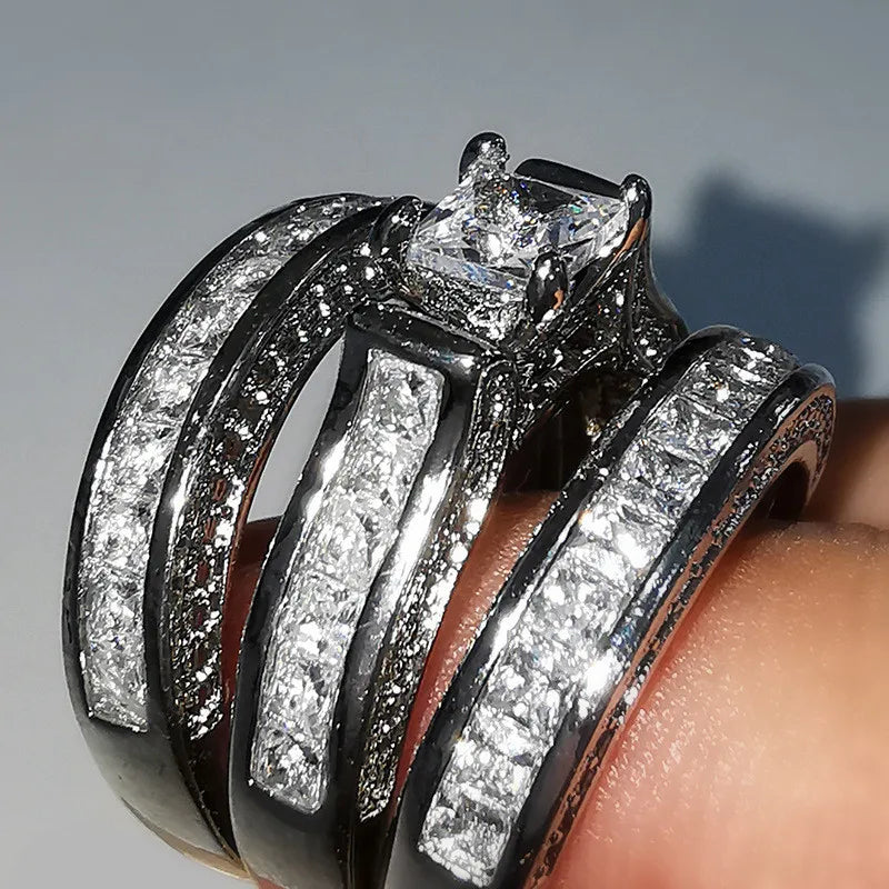 Anillos de Plata de Ley 925 de Moda, Juego de 3 Piezas pa...