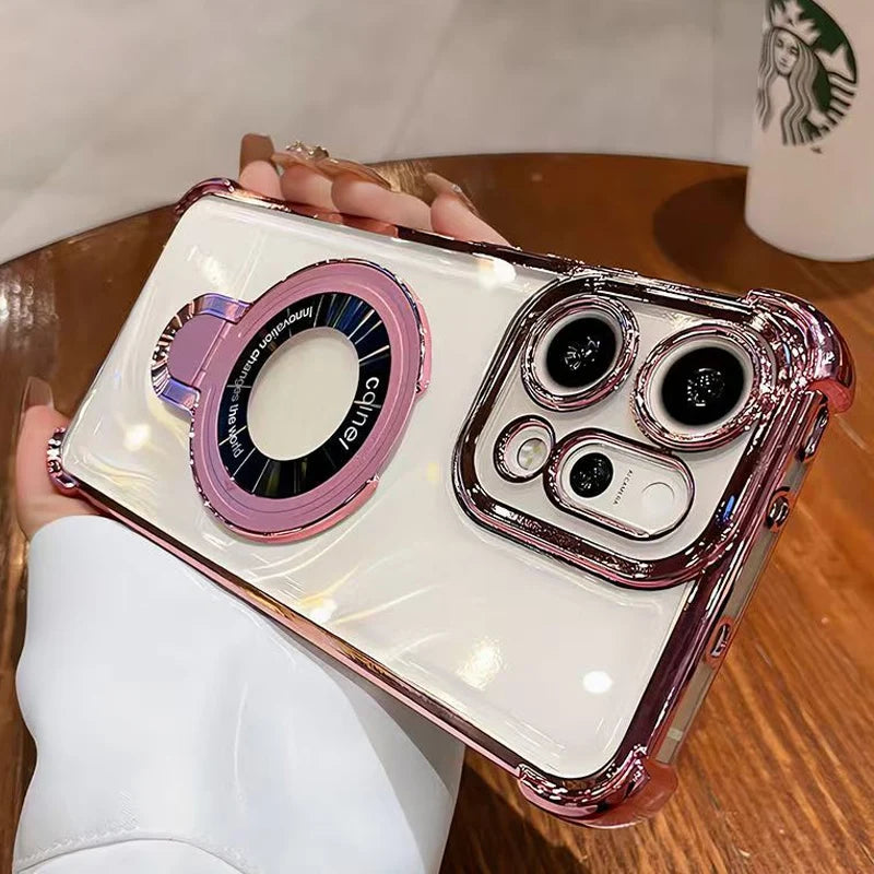 Funda transparente con soporte magnético a prueba de golp...