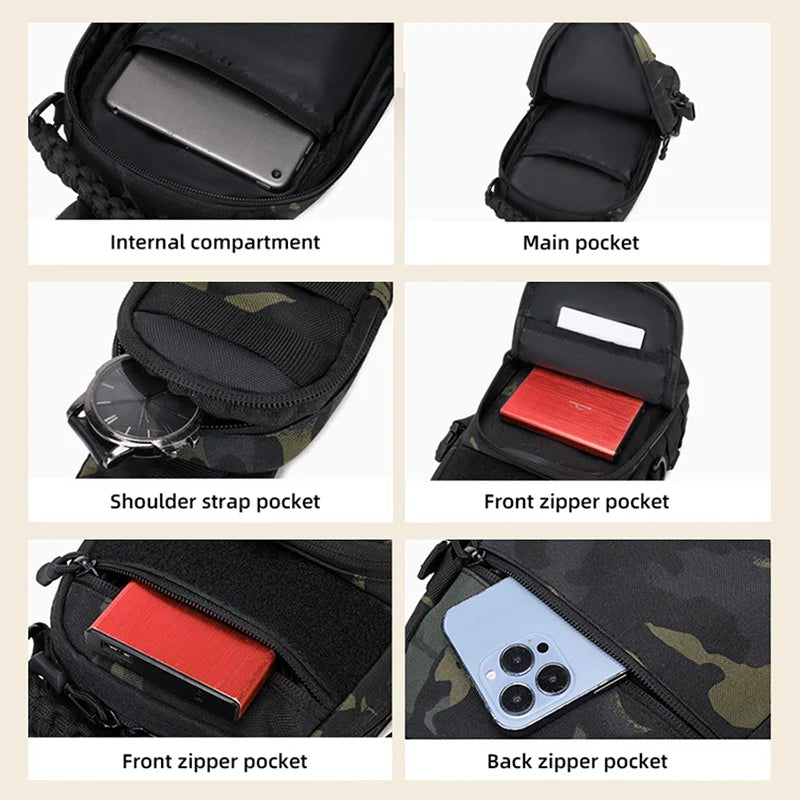 Bolsa de pecho para acampar para hombre, riñonera deporti...