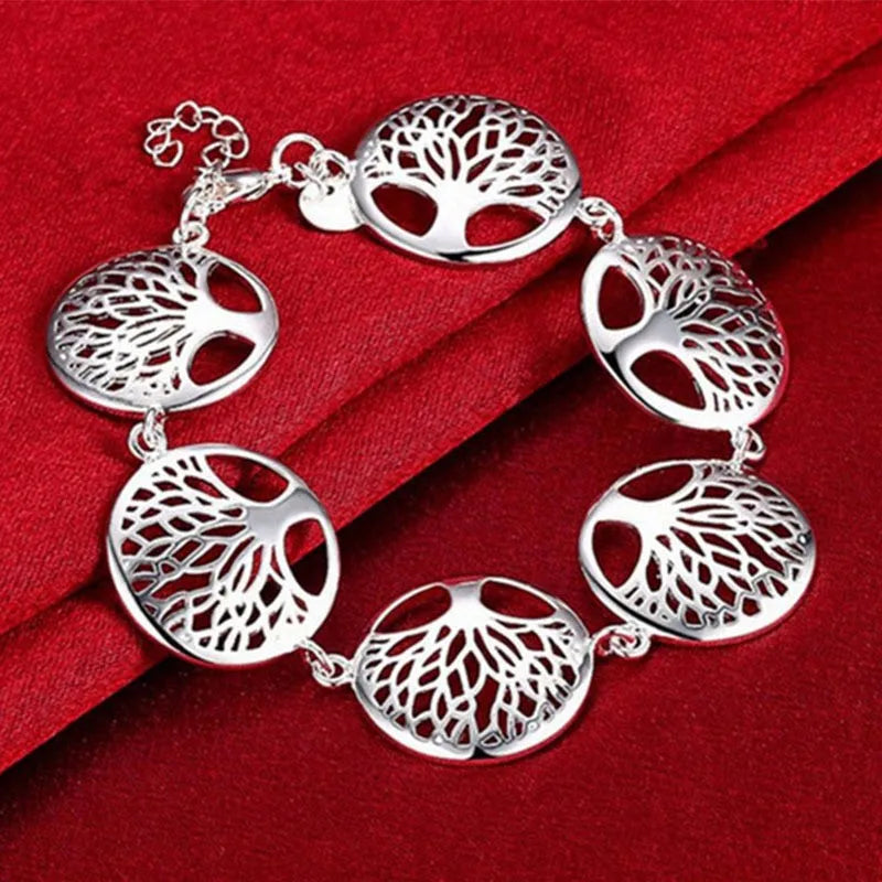 Pulsera de plata de ley 925 con hermosas flores de árbol ...