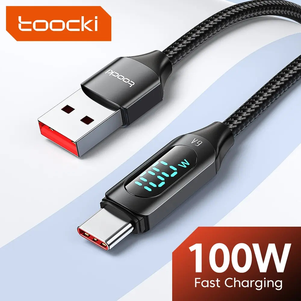 Cable USB-C 100W Toocki: Carga Rápida para Huawei, Samsung, Xiaomi