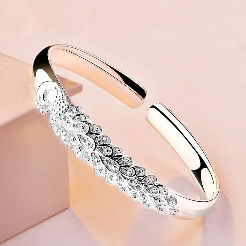 Pulsera de plata de ley 925 con pantalla de apertura de p...