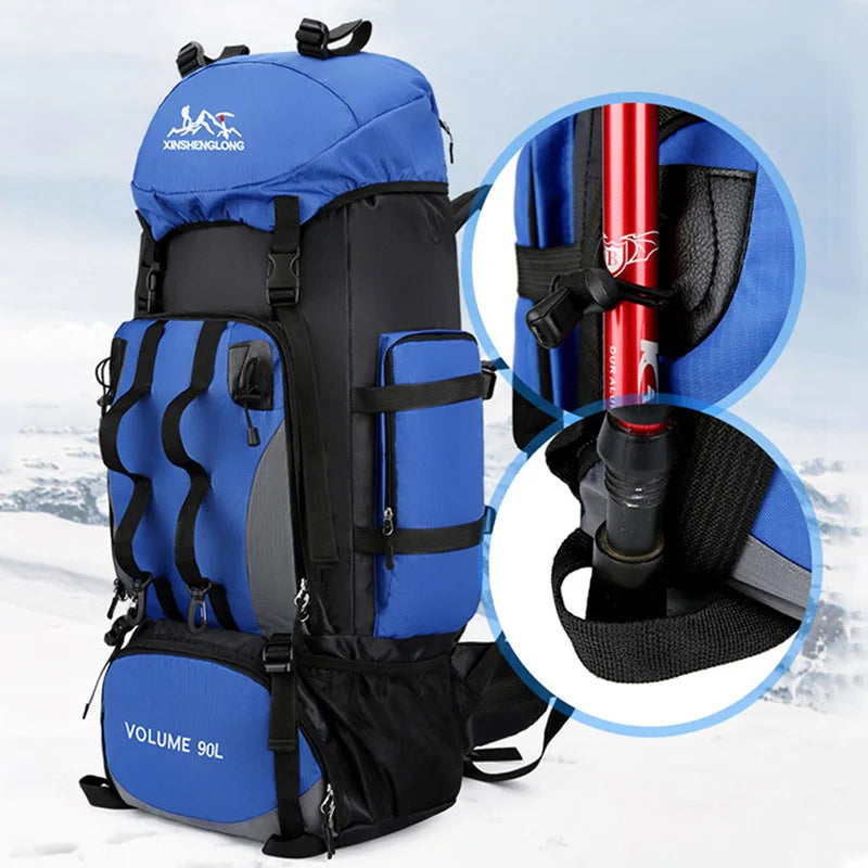 Mochila impermeable de 90L para senderismo y acampada, bo...