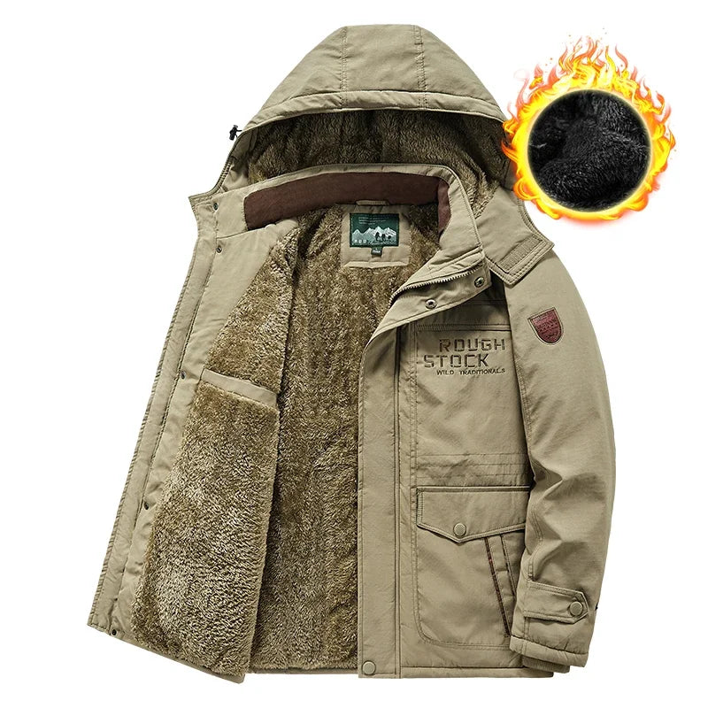 Parka Invierno Hombre Cálida Polar Hndtaz - Chaqueta Térmica Cremallera