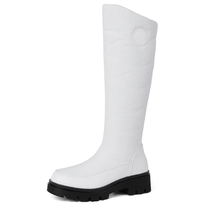 Botas de nieve blancas de piel cálida para mujer, zapatos...