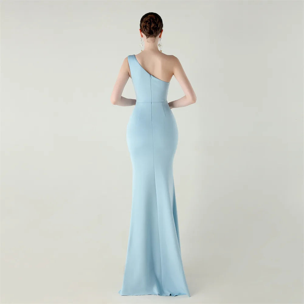 Vestido de Noche Sirena DEERVEADO Un Hombro Lujo (8 Colores)