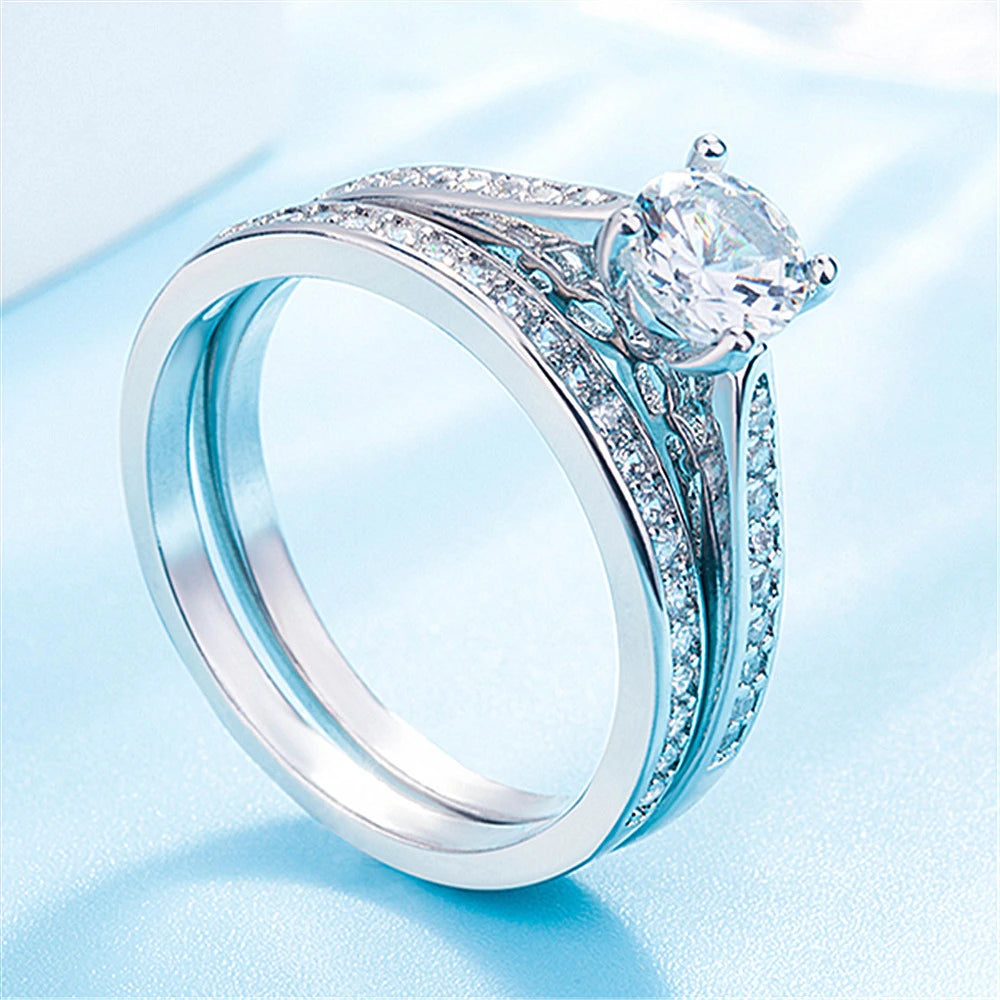 Anillo de Plata de Ley 925 con incrustaciones de circonit...