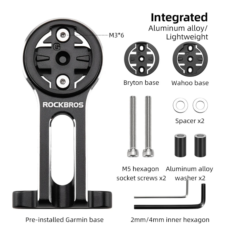 Soporte de bicicleta ROCKBROS, soporte de lámpara de luz delantera, soporte de extensión de aleación de aluminio para ordenador de bicicleta, soporte Wahoo Bryton Garmin - Corporación Turística