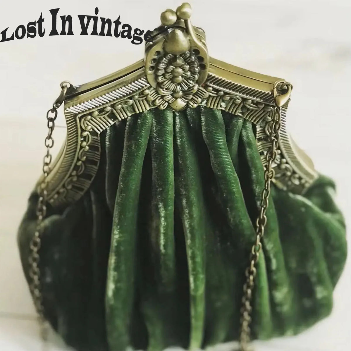Bolso de mano vintage de terciopelo sólido con cierre de ...