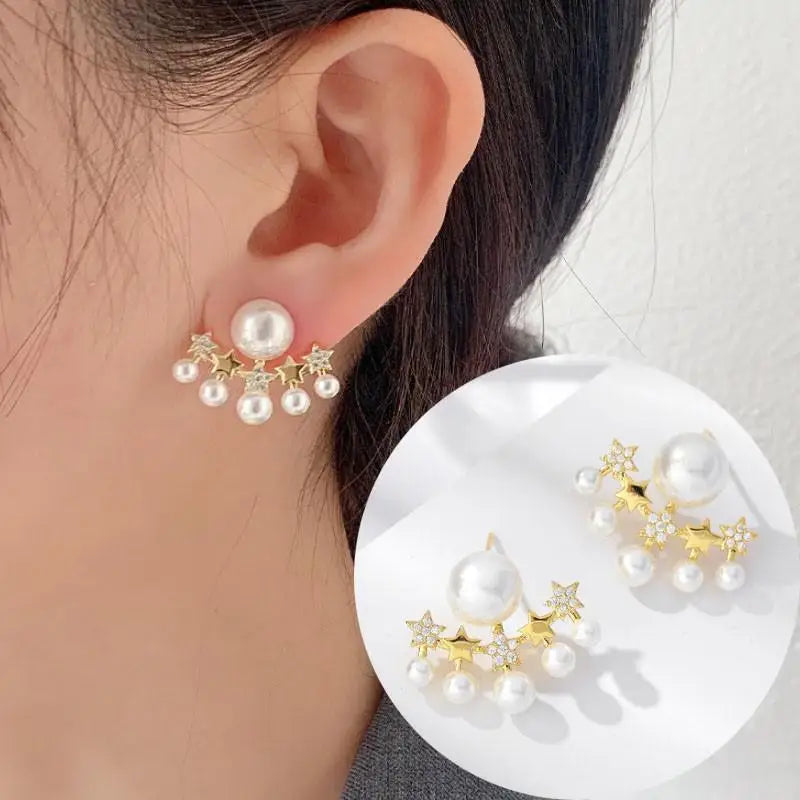 Pendientes de cisne de cristal hueco de aguja de plata 92...