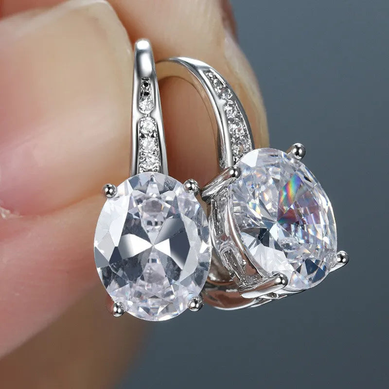 Pendientes de Plata de Ley 925 con Incrustaciones de Circ...