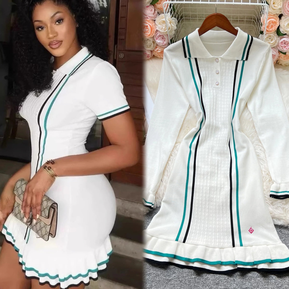 Marca YuooMuoo, Mini vestido tejido a la moda para mujer,...