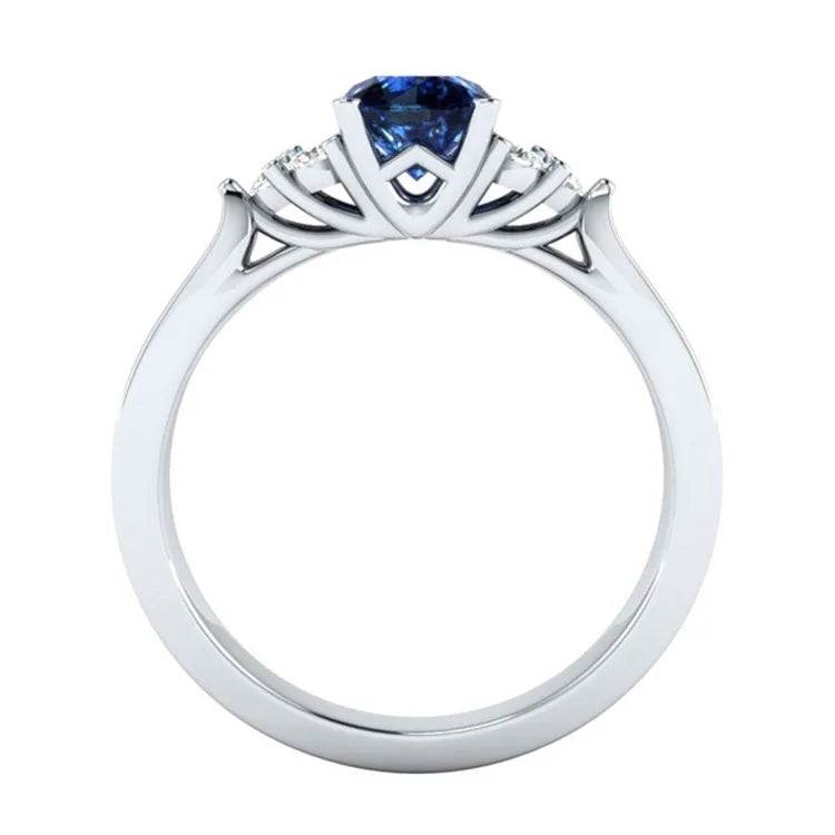 Anillo de plata de ley S925 con zafiro Natural auténtico ...