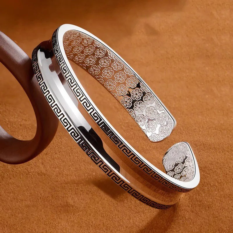 Pulsera de textura Circular de plata 925 para hombres y m...