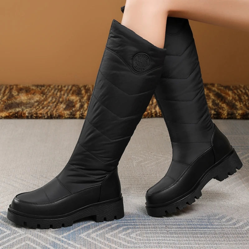 Botas de nieve blancas de piel cálida para mujer, zapatos...