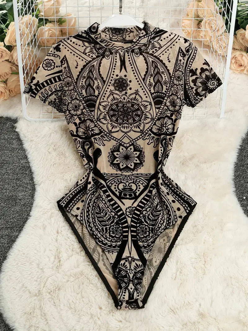 Traje de baño Sexy elegante Floral para mujer, medias de ...