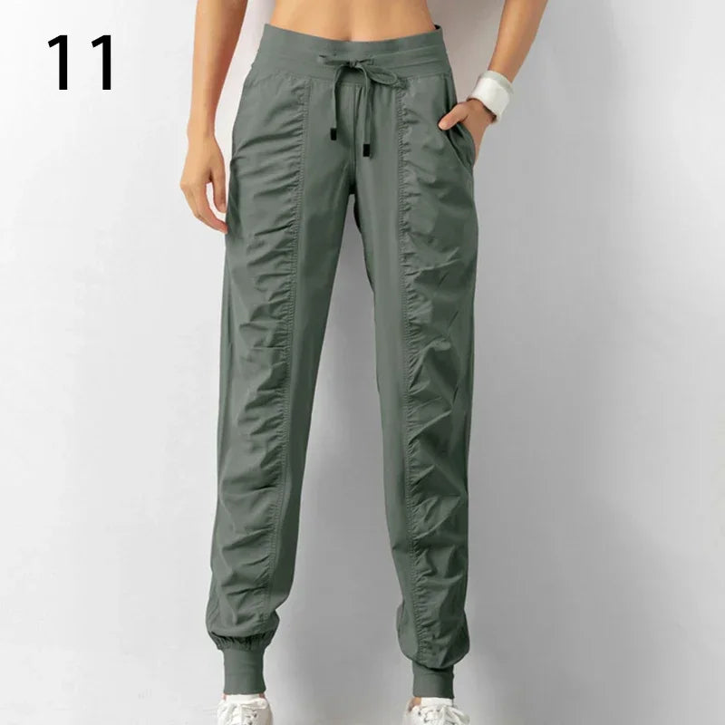 Pantalones de chándal de tela con cordón para correr, pan...