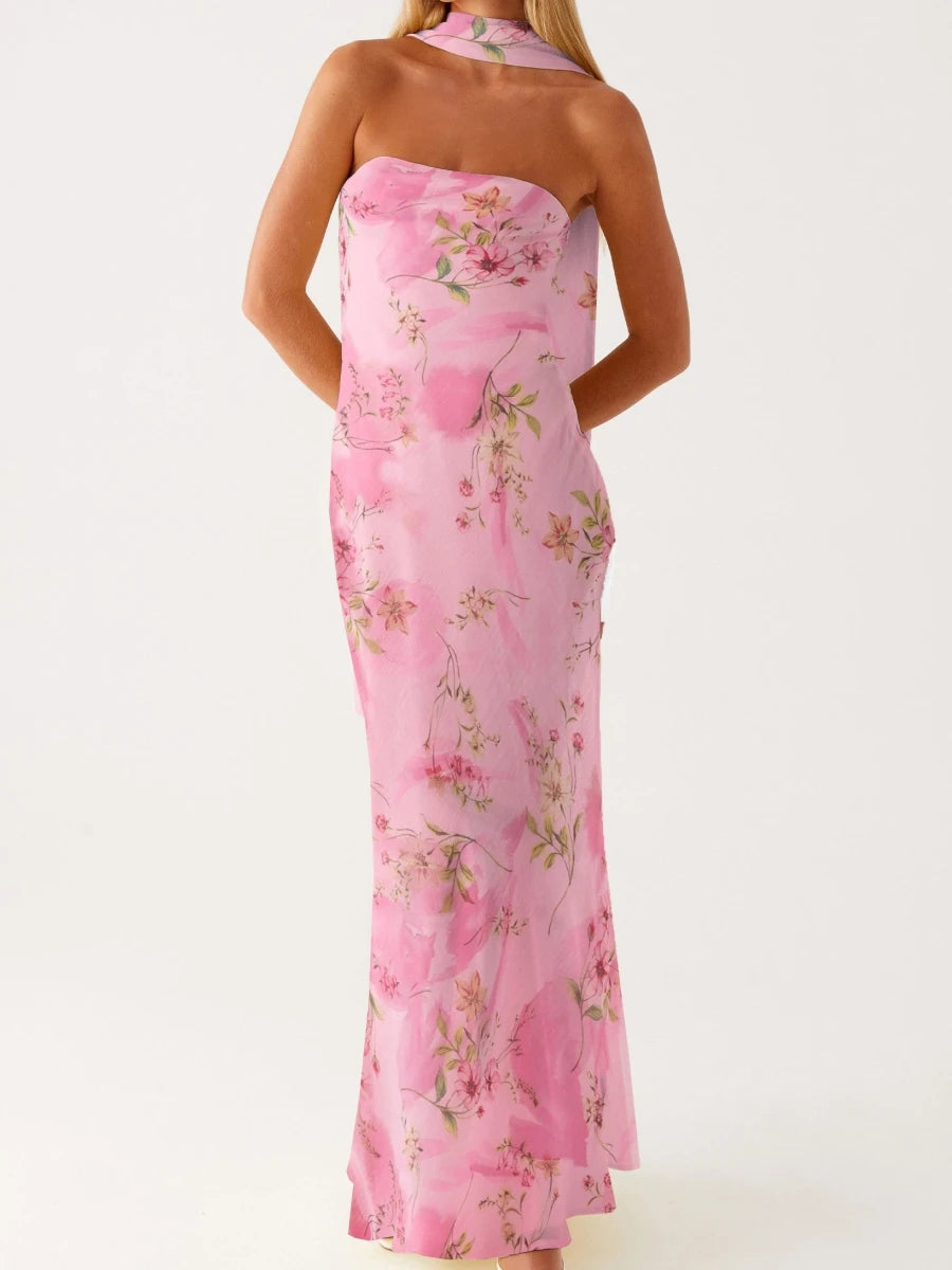 Vestido largo ajustado para mujer con pañuelo, vestido ma...