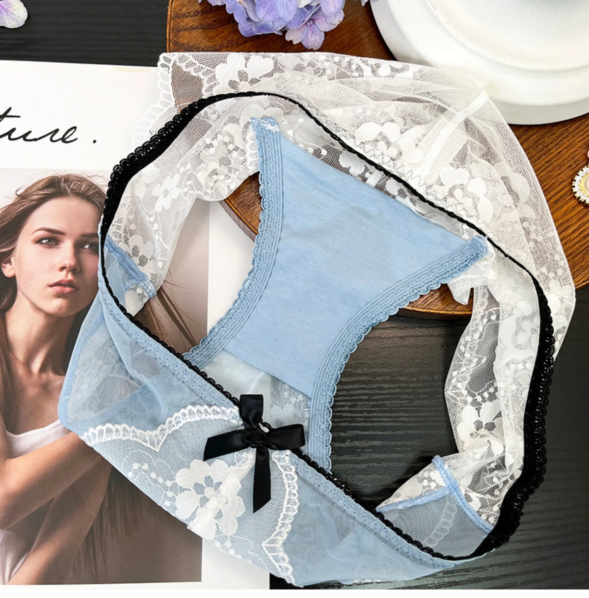 Set of three fashionable embroidered lace underwear, stylish and comfortable, from Corporación Turística.