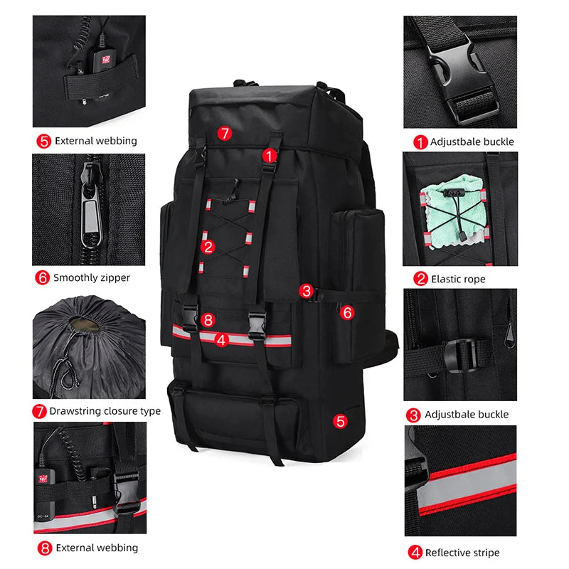 Mochila de senderismo y acampada de 130L, bolsa de equipa...