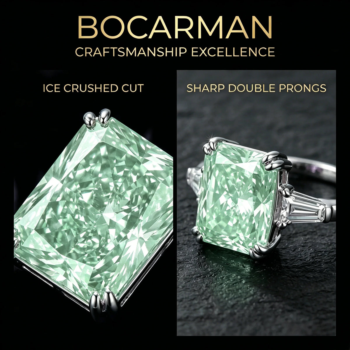 Anillo de Plata de Ley S925 con Circonita Verde Menta Rec...