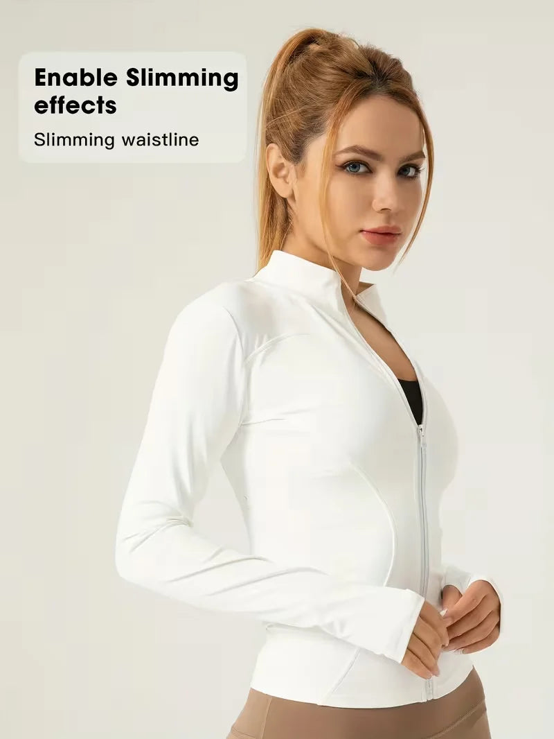 Chaqueta Deportiva Mujer Cuello Alto Yoga Running Secado Rápido - Corporación Turística