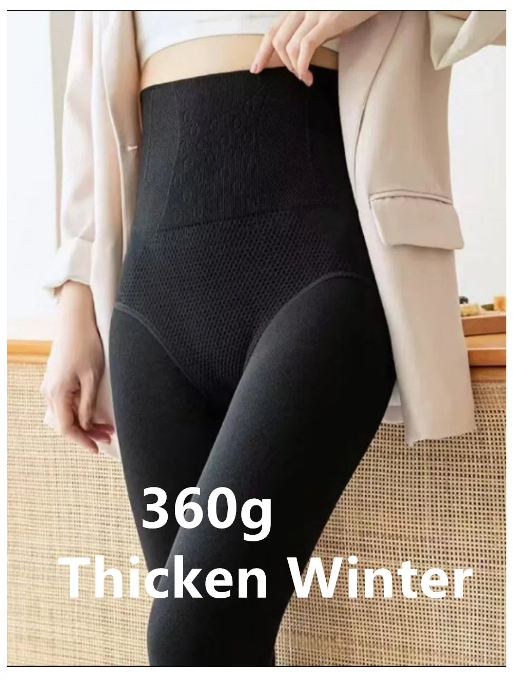 High-waisted cashmere leggings for women by Corporación Turística, soft and snug fit, shown in a neutral color.