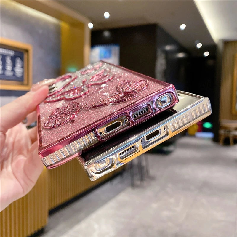 Samsung Galaxy S25 Ultra luxury rhinestone phone case with shiny embellishments, designed by Corporación Turística.