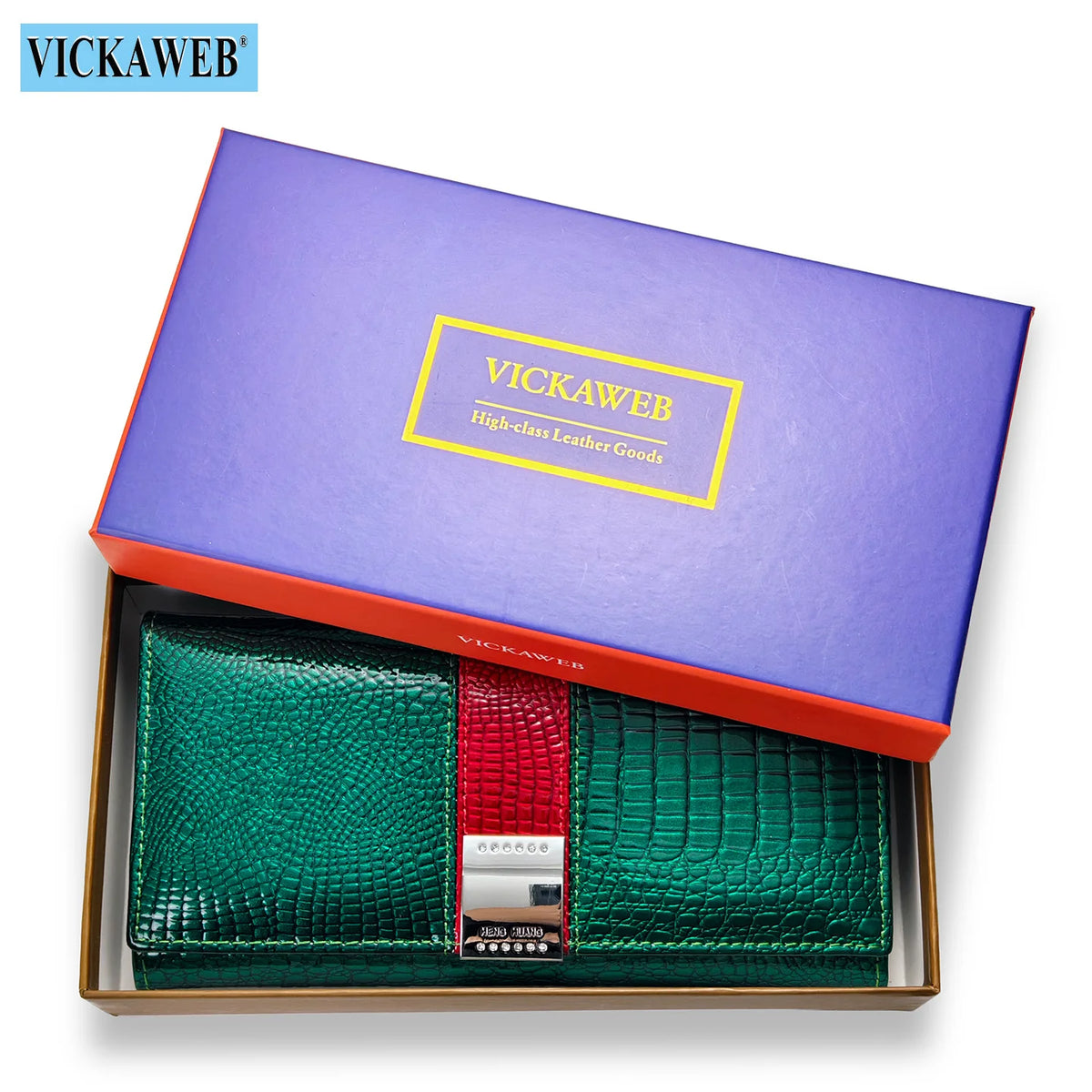 Long leather wallet from Corporación Turística featuring a glossy patent finish, designed for stylish organization.