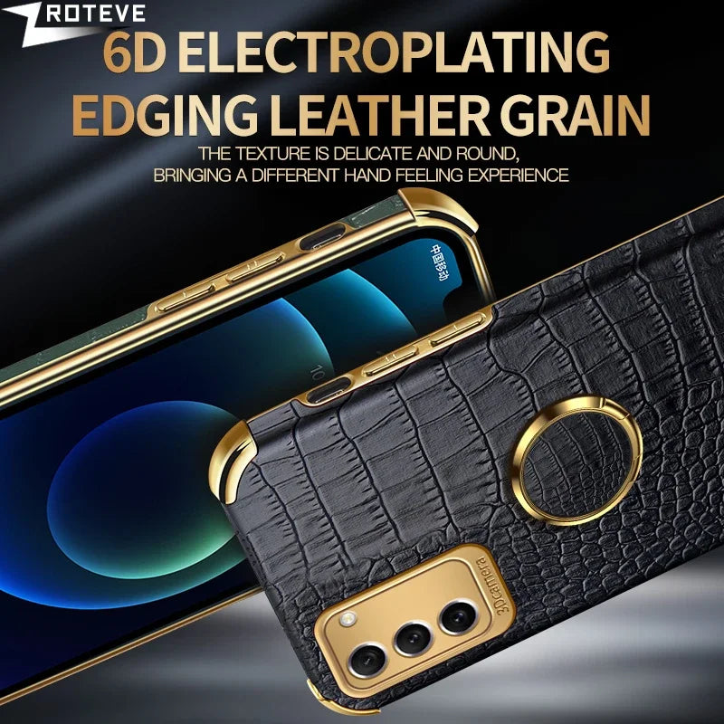 Crocodile-pattern S25 Ultra ZROTEVE phone case in black with textured crocodile design, compatible with compatible devices.