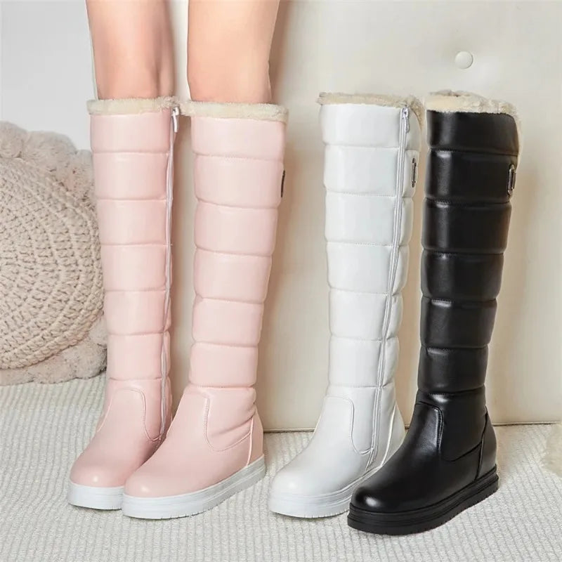 Botas de nieve blancas y rosas cálidas para Mujer, zapato...