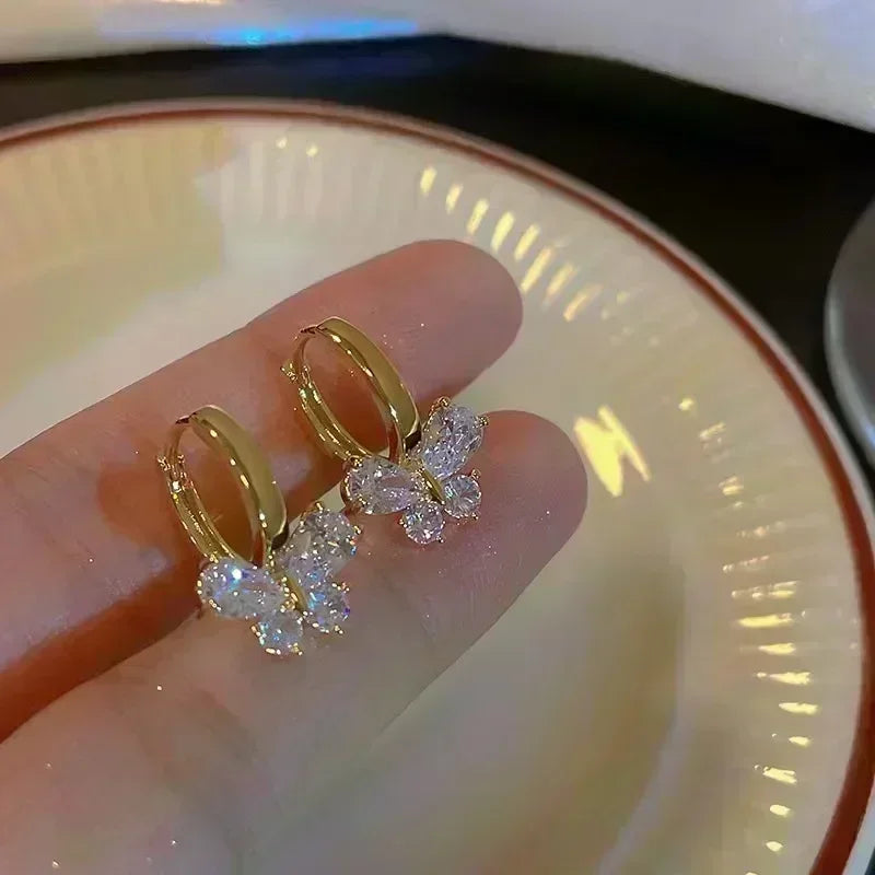 Nuevos pendientes cuadrados de circonita de cristal marró...
