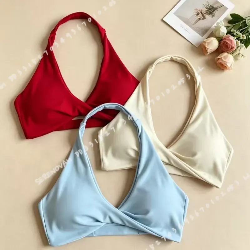 Sujetador deportivo halter para mujer con espalda abierta...
